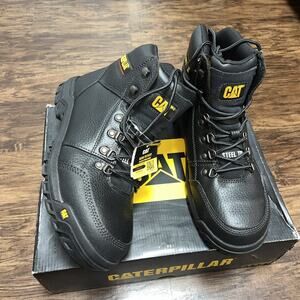 Mens Caterpillar Outline ST Steel Toe Slip & Oil Resistant Boots P90800 Black 12